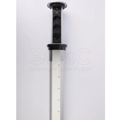 Розетка выдвижная LK-GNM03SU2WC-SL (чёрная) 2USB беспроводная зарядка